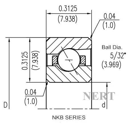 NKB(Φ7.938)等截面薄壁角接觸球軸承剖面